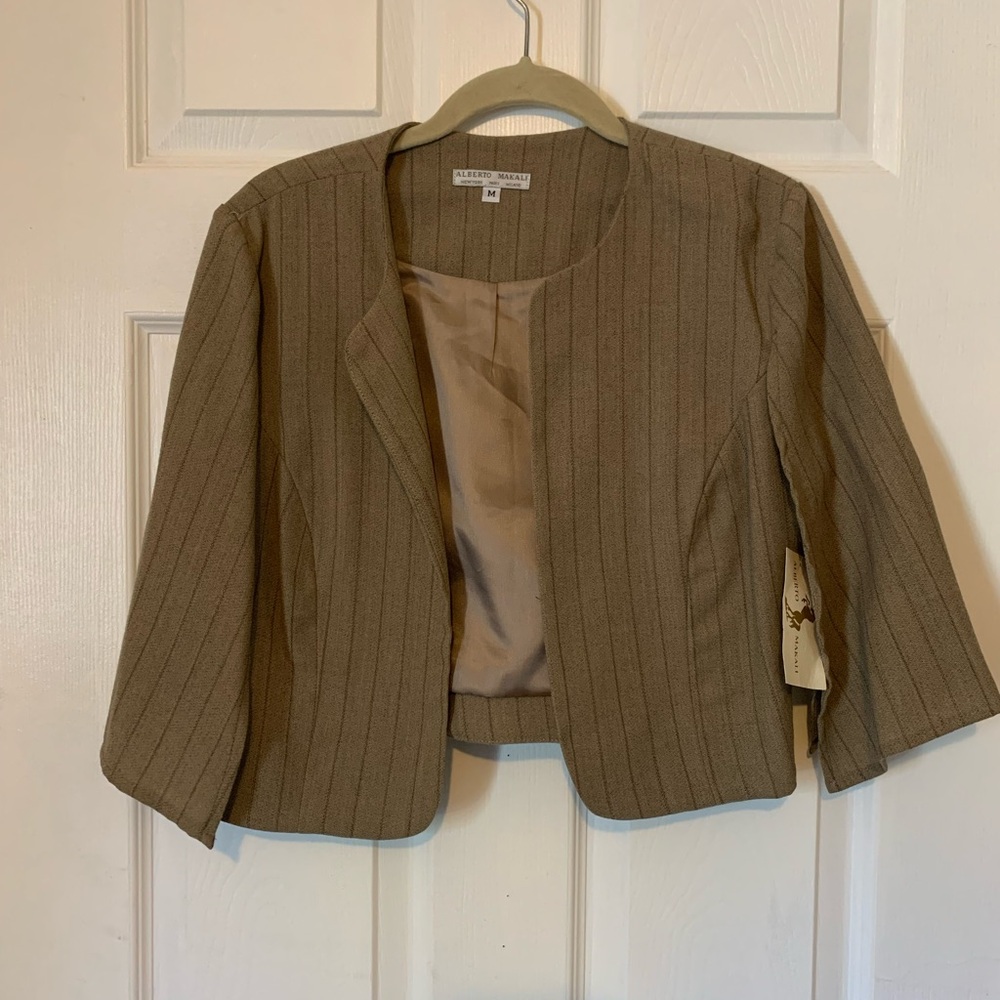 Alberto Makali Brown Blazer Tailored Cropped Design